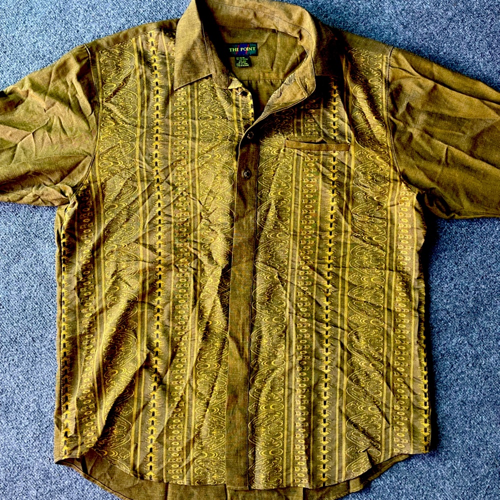 The Point Long SLeeve button down- tribal print men's large shirt size 2XL
